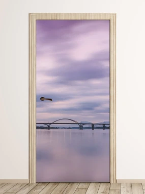 Bridge wallpaper for doors FP 6133 - Modern interior design with light-colored walls.