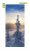 Snow-covered tree door mural FP 6148 - Graphic design featuring a tree in a snowy mountain landscape.