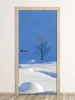 Frosty winter door wallpaper FP 6144 - Styled in an entryway with light walls and wooden flooring.