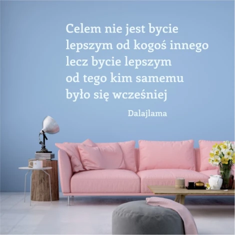 Painting template with quote: The goal is not to be better than someone 1940 - Styled in a living room. Light-colored walls.