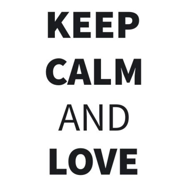 Wall template Keep calm and love 1947 - Graphic design. Simple vertical text layout, large letters, no extras.