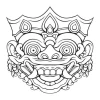 Wall template mask 2096 - Graphic design featuring a face with large eyes, teeth, and an ornate headpiece.