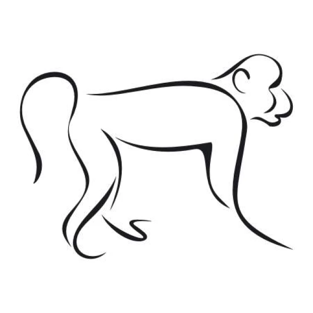 Monkey 2003 painting template - Graphic design featuring a silhouette of a monkey in motion with clear lines.