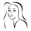 Face painting template 2038 - Graphic design featuring a face shape with defined features, long hair, and contours.