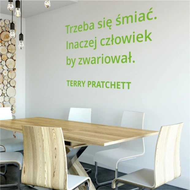 Painting template quote: You have to laugh 1965 - Dining room arrangement. Light-colored walls, wooden furniture.