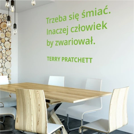 Painting template quote: You have to laugh 1965 - Dining room arrangement. Light-colored walls, wooden furniture.