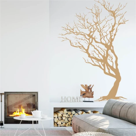Painting template tree 1132 - Living room arrangement. Light-colored walls, modern furniture, and a fireplace.