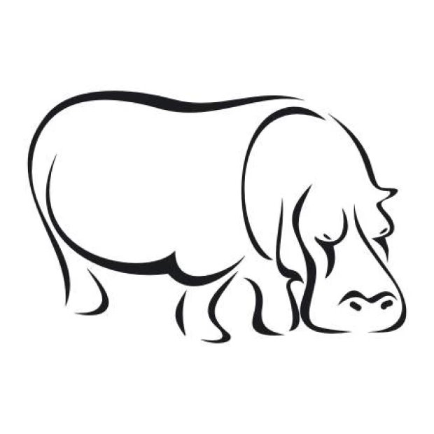 Hippo painting template 2009 - Graphic design featuring a hippo shape with rounded lines and simple contours.