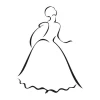 Female silhouette painting template 2035 - Graphic design. Woman in a long dress with delicate lines and flowing details.