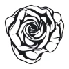 Rose flower painting stencil 2043 - A graphic design featuring a rose shape with clear, curved lines and details.