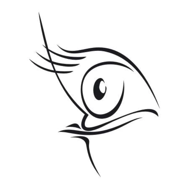 Eye-shaped painting template 2030 - Graphic design with delicate lines and curves.