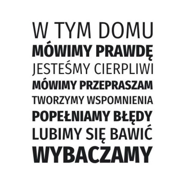 Painting template with the phrase: In this house, we speak the truth 1941 - Graphic design. Text in various thicknesses, arranged in a rectangle.