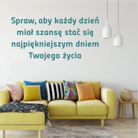 Painting template quote: Make every day 1971 - Living room arrangement. Light-colored walls, sofa in a shade.