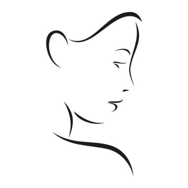 Face painting template 2029 - Graphic design featuring a profile outline with delicate lines and head shape.