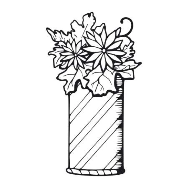 Floral pattern painting template vase 2049 - Cylindrical vase design with flowers and leaves.