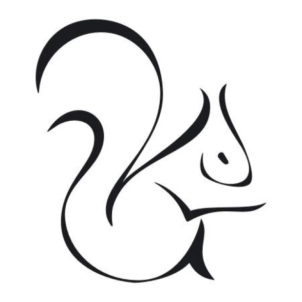 Squirrel painting template 2005 - A stylized graphic design featuring a rounded squirrel.