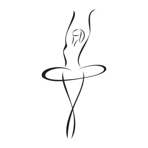 Ballet dancer wall stencil 2026 - Graphic design featuring a dancer in motion with flowing lines and a circle around the waist.