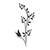 Butterfly branch wall stencil 2092 - Features a design of a branch with leaves and a butterfly.