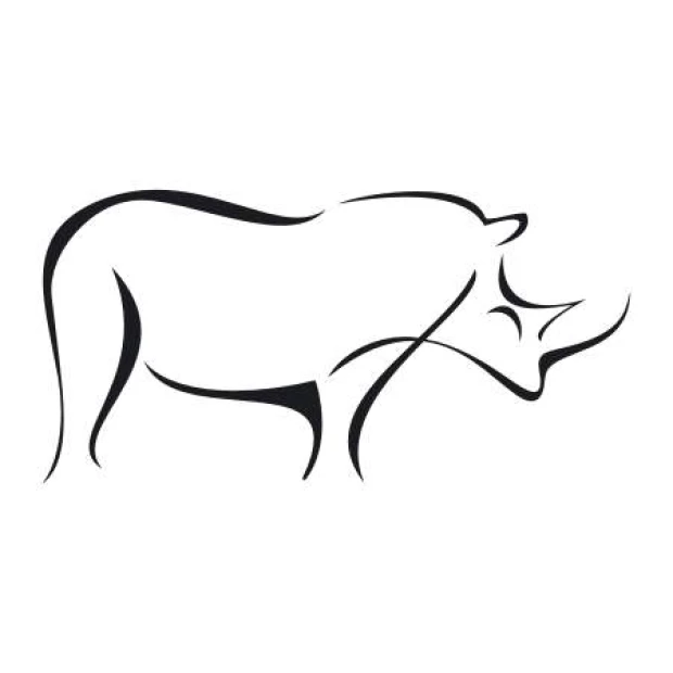 Rhino wall stencil 2002 - Graphic design featuring a dynamic outline of a rhino with clear details.