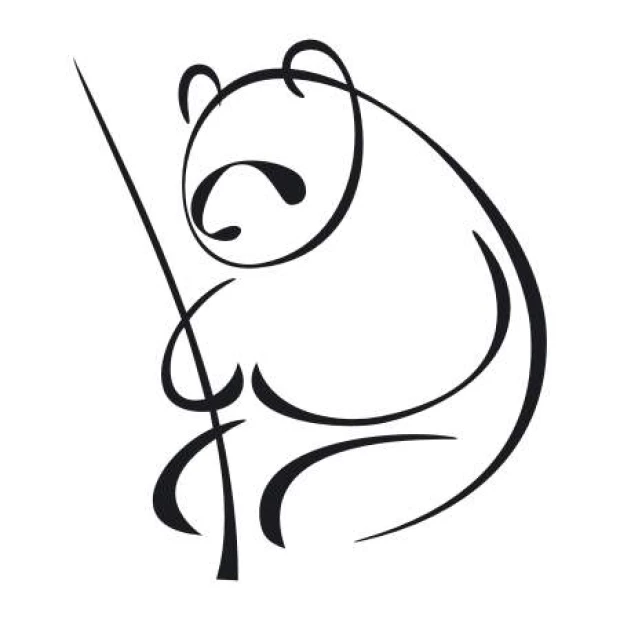 Panda wall template 2006 - A graphic design featuring a sitting panda silhouette with rounded lines.