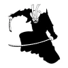 Samurai wall template 2075 - Graphic design featuring a samurai in a dynamic pose with a sword and bold outlines.