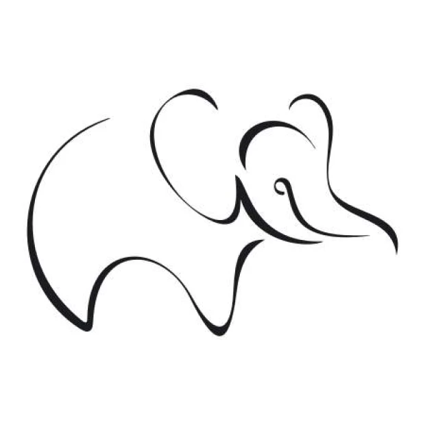 Elephant wall template 2014 - Graphic design featuring a rounded elephant shape with spiral detail.
