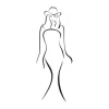 Wall template of a woman silhouette 2037 - Graphic design. Woman in a long dress with arms at her sides.
