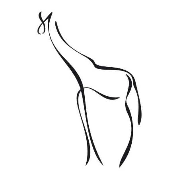 Giraffe wall template 2007 - A graphic design featuring a minimalist giraffe shape with elongated lines.