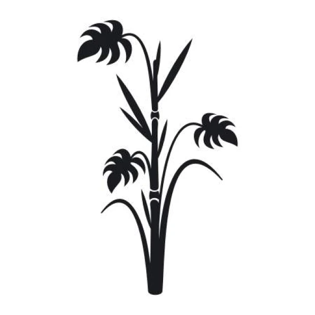 Bamboo template 2116 - Graphic design featuring a plant with long leaves and flowers at the top.