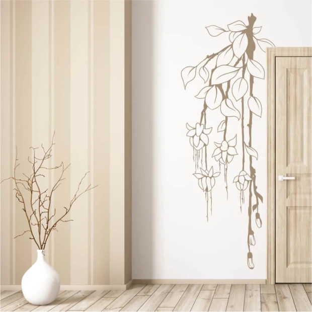 Branch painting template 2146 - Living room arrangement with light walls, wooden floor, and minimalist furniture.