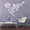Flower branch painting template 2144 - Living room arrangement with gray-purple walls and modern furniture.