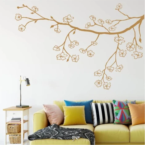 Painting template branch 2149 - Living room arrangement. Light walls, colorful cushions on the sofa.