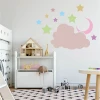 Charming star and cloud painting template in pastel colors, perfect for a child\'s room.