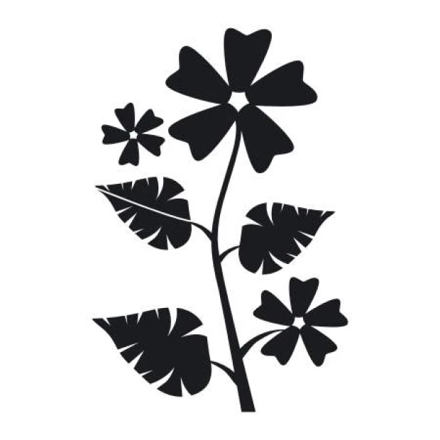 Flower painting stencil 2111 - Features a large flower and three smaller ones surrounded by leaves.