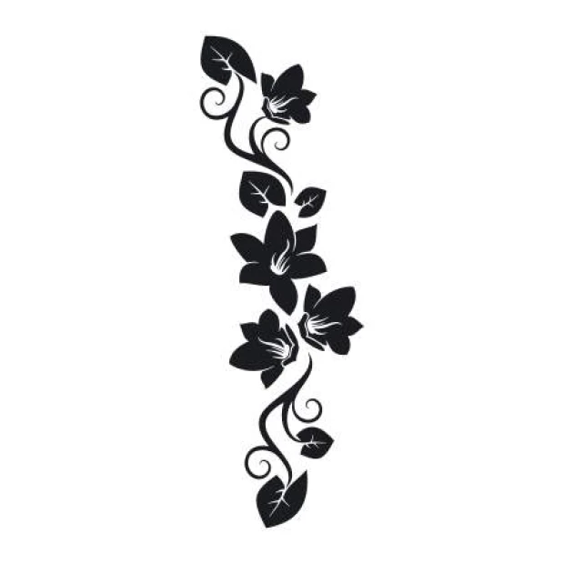 Painting template leaves 2117 - Graphic design featuring flowers and leaves in a vertical arrangement.