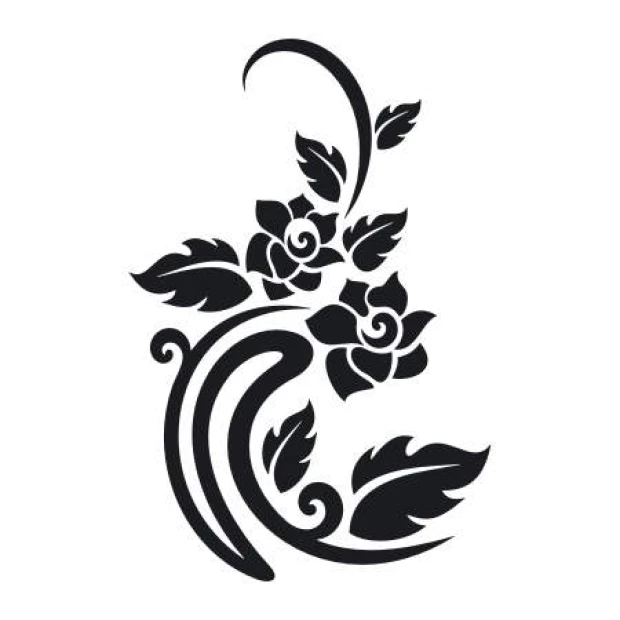 Leaf painting stencil 2126 - Graphic design featuring dynamic compositions of leaves and flowers.