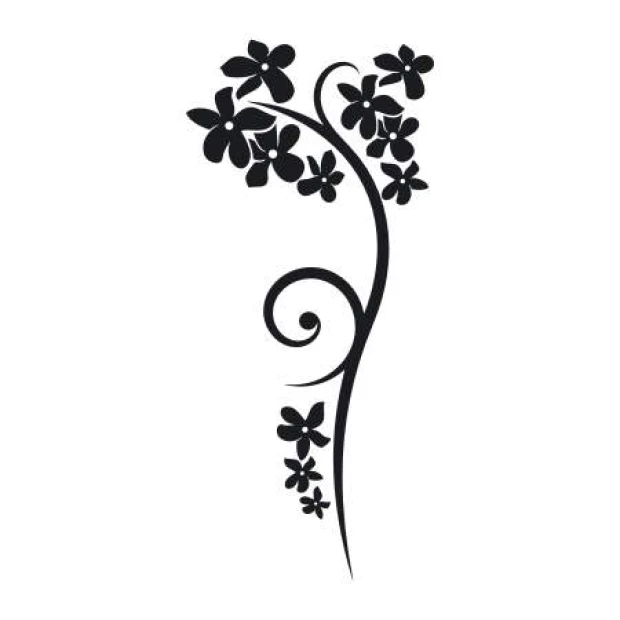 Painting template wildflowers 2128 - Graphic design with a long, curved stem and flowers in various sizes.