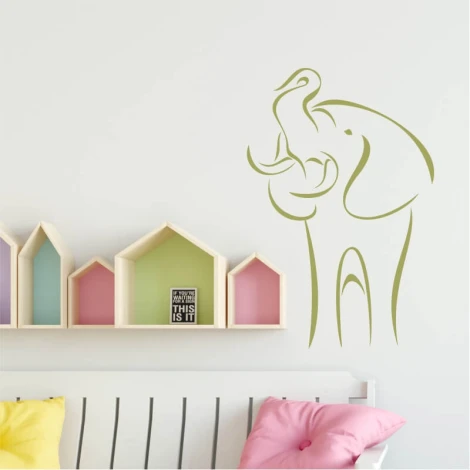 Elephant painting template 2013 - Features a silhouette of an elephant with an raised trunk and rounded shapes.