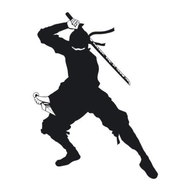 Ninja warrior wall decal for kids 2101 - Graphic design featuring a warrior in a dynamic pose with a sword.