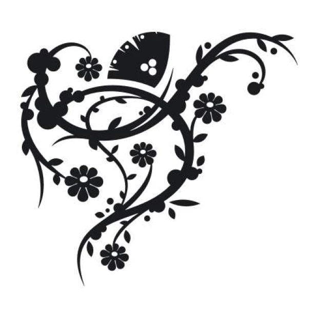 Wall template branches 2123 - Graphic design. Branch and flower shapes create a dynamic composition.