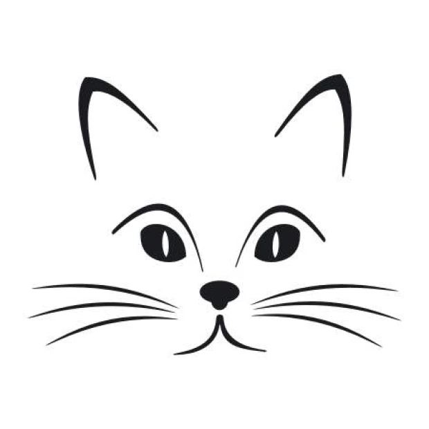 Cat wall template 2109 - Graphic design featuring a cat\'s head with large eyes, ears, and whiskers.