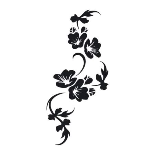 Wall template flowers leaves 2118 - Graphic design with floral and leaf shapes, featuring fluid lines and asymmetry.