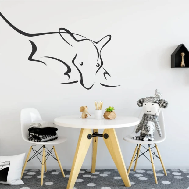 Mouse wall template 2000 - Dining room setup. Light walls, minimalist furniture, table, and chairs.