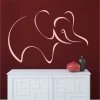 Elephant wall template 2014 - Living room decor. Dark red walls, white furniture with geometric pattern.