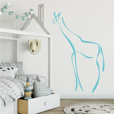 Giraffe wall template 2007 - Decor for a child\'s room with light-colored walls and modern furniture.