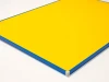 Custom dry-erase magnetic board in aluminum frame - Graphic design. Yellow surface with blue frame.