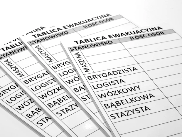 Magnetic dry-erase board with custom graphics - Simple lines and fields for entering information.