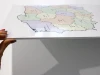Dry-erase board of Poland map with provinces, featuring colorful regions and graphic design.