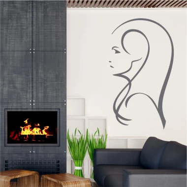 Female profile painting template 2031 - Living room setup with light-colored walls and modern furniture.
