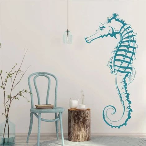 Seahorse painting template 2108 - Room decor with light walls and Scandinavian-style furniture.